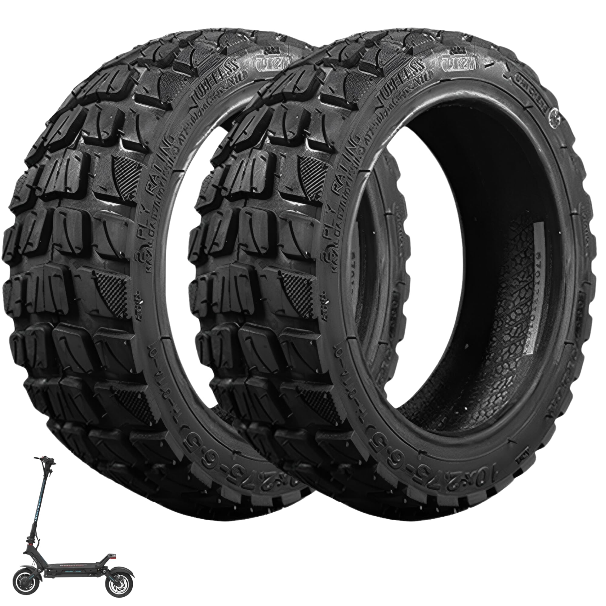 BITUME | Tubeless Semi Offroad Tyre for Speedway 5, Dualtron 3, E-Cross Electric Scooter | 10x2.75-6.5 Inch Electric Scooter Tire | Anti Slip (Pack 2 Tyres)