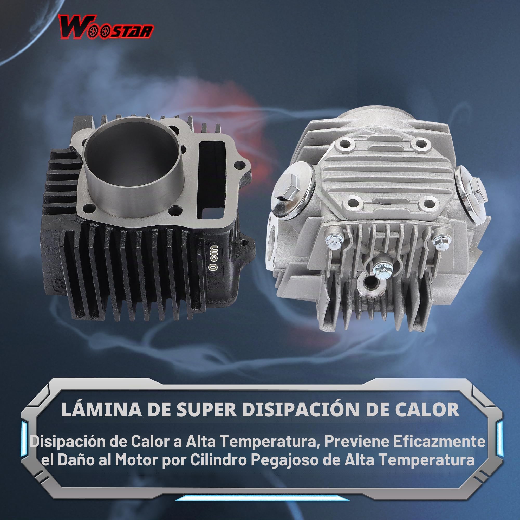WOOSTAR 52.4mm Big Bore Cilindro y Pistón Completo Válvulas 66mm y Juntas Reemplazo para 4 Tiempos 110cc China Taotao Coolster Motor ATV Go Kart Dirt Bike