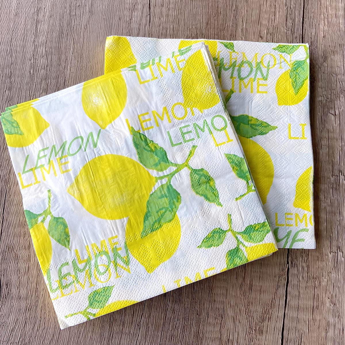 Floral Cocktail Napkins 40 Pieces, Lemon Design Printed Decorative Paper Napkins for Theme Party, Weddings, Beverage Dinner Table Decor, Party Supplies(13 x 13 Inch)