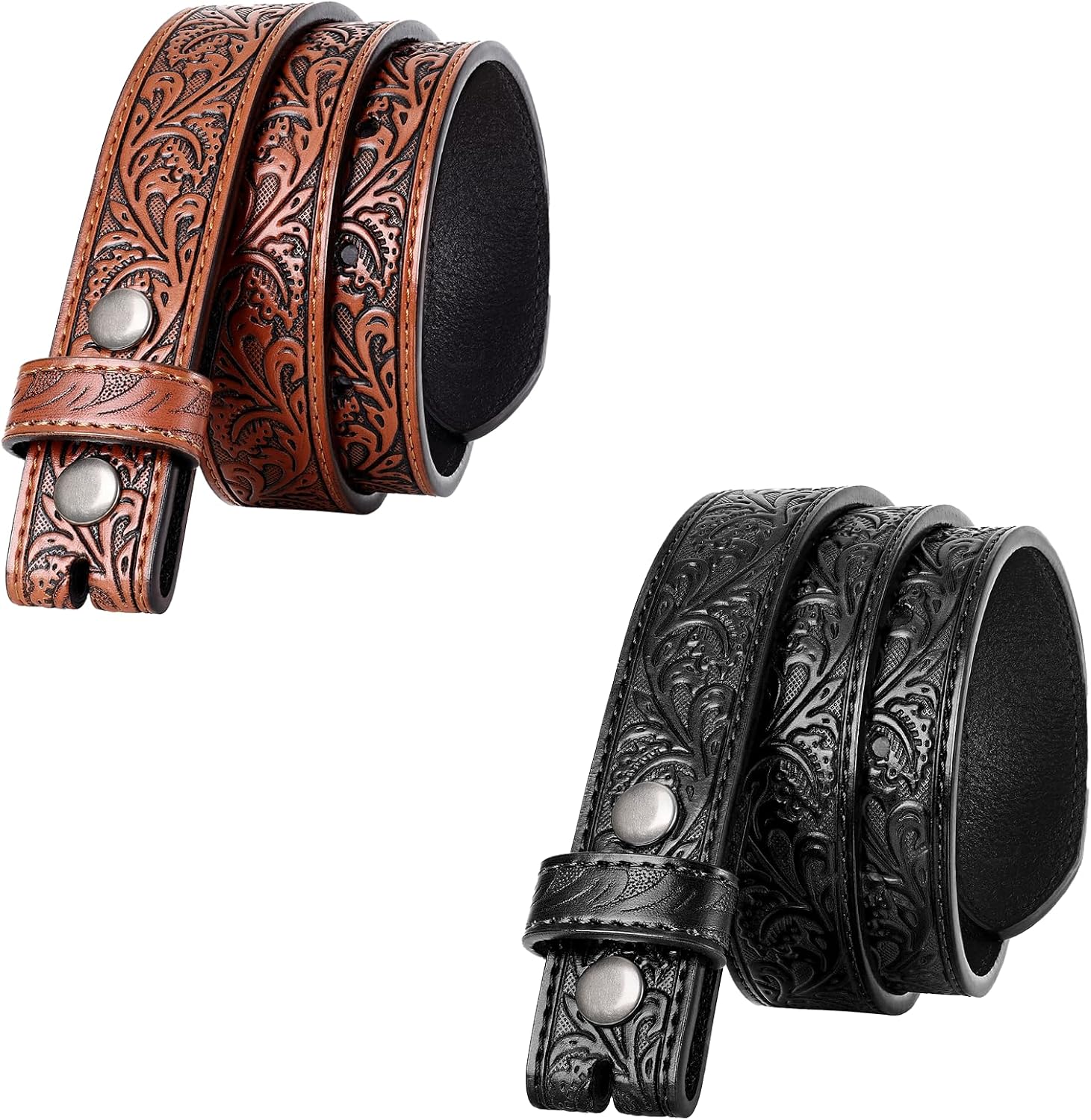 BELTROAD 2-Pack Kids Western Belt Straps Genuine Leather for Boys & Girls
