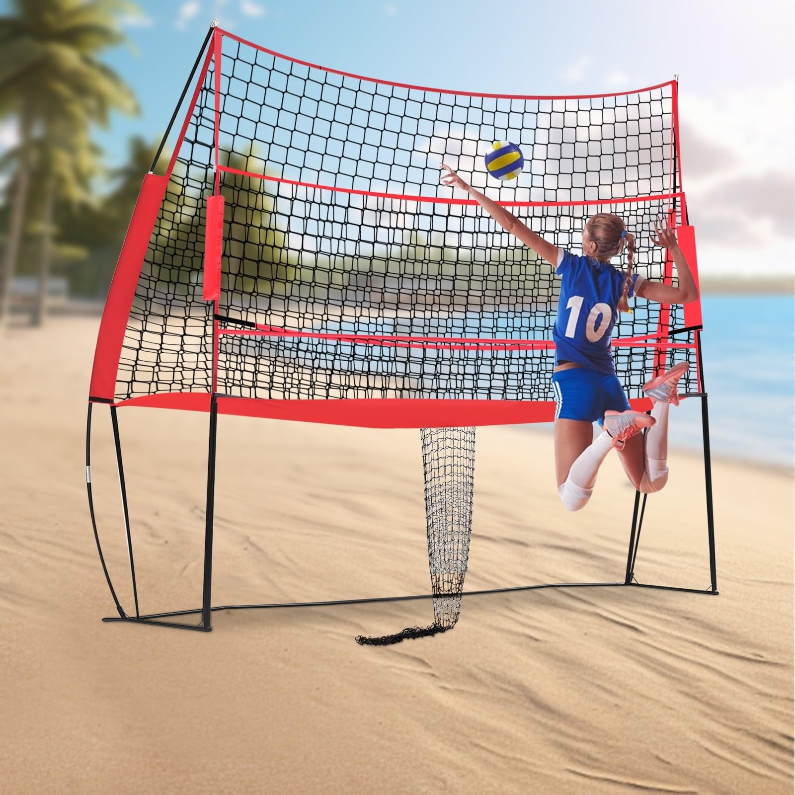 Red de voleibol, red de voleibol, bádminton, red de tenis para jardín, exterior, ajustable, red deportiva con bolsa de transporte para voleibol, bádminton y tenis, fácil montaje para casa y escuela