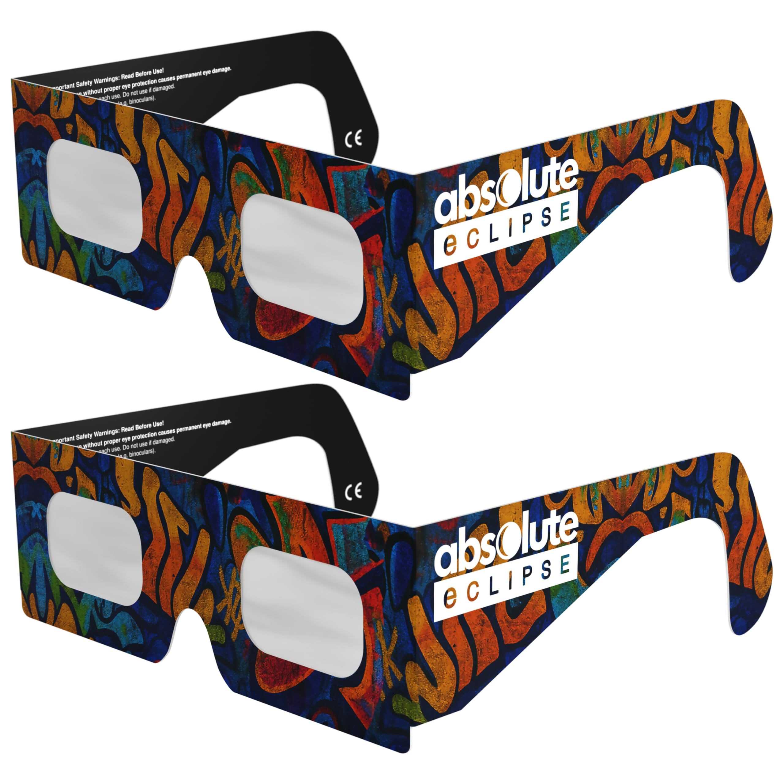 Solar Eclipse Glasses ISO 12312-2 CE Certified | Safe Solar Viewing Glasses UK | Paper Cardboard Frame | Total Solar Eclipse August 2026 | Made in EU | 2 Pack | Urban — image 1