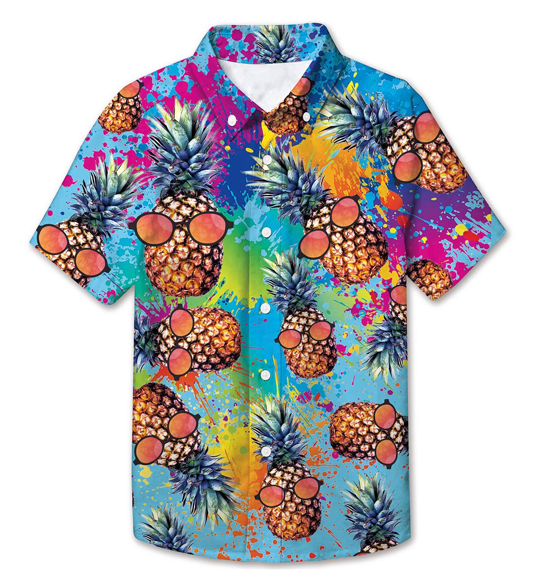 uideazone Boys Hawaiian Shirts Novelty Printed Funky Short Sleeve Button Down Shirt Kids Aloha Luau Shirt 7-14T