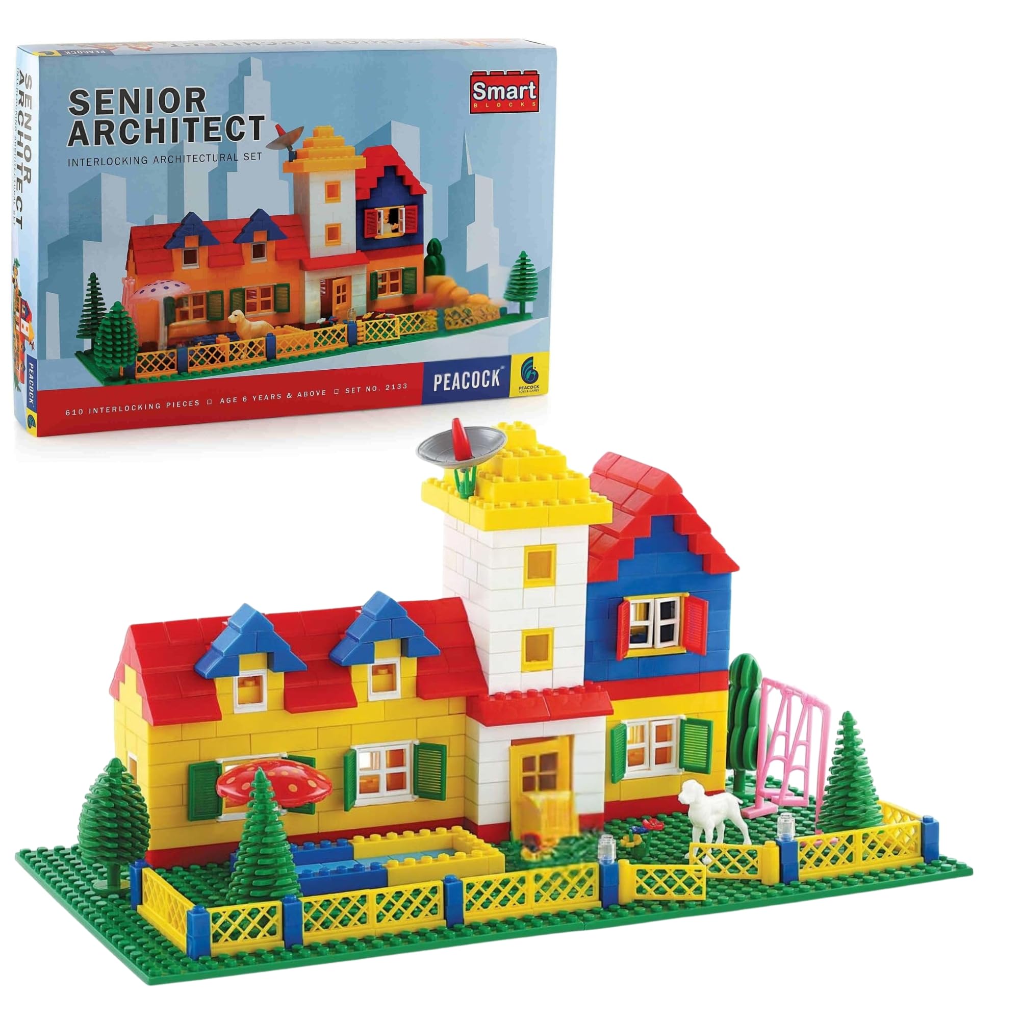 Peacock Senior Architect Building Blocks Set | 610 Piece | Toys
