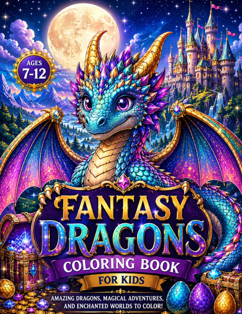 Fantasy Dragons Coloring Book: Fun and Easy Fantasy Dragon Coloring Pages for Kids Ages 7–12