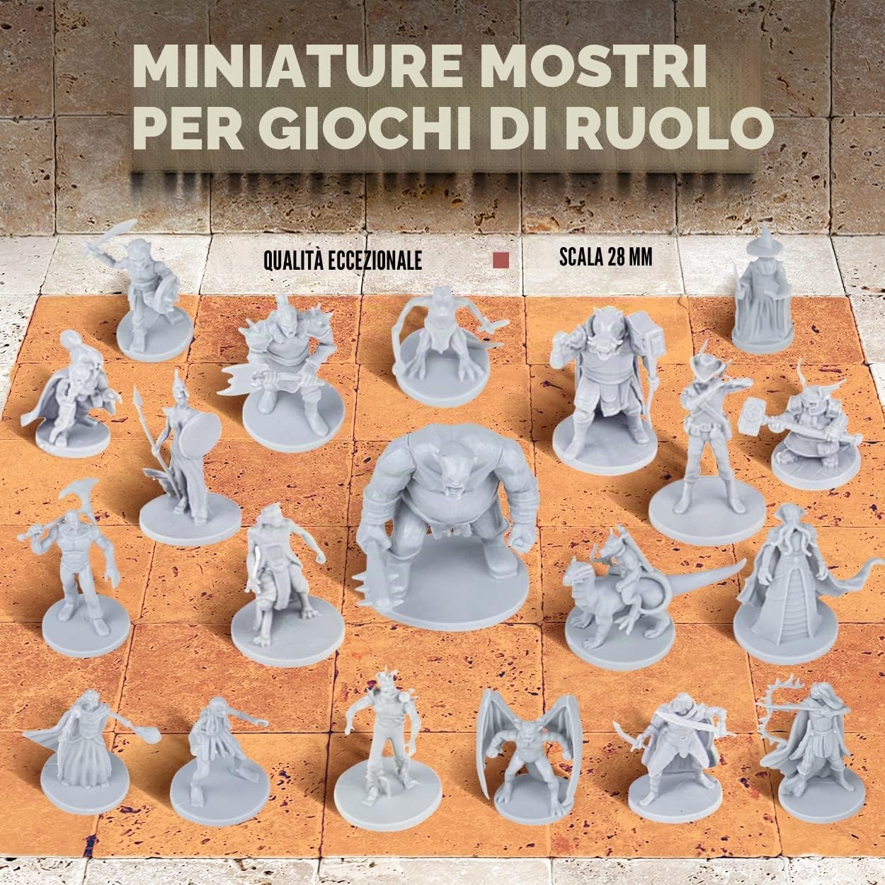 Path Gaming 20 miniature da tavolo fantasiose uniche di Dungeons e Dragons. Scala 28 MM, disegni, non verniciate, ideali D&D