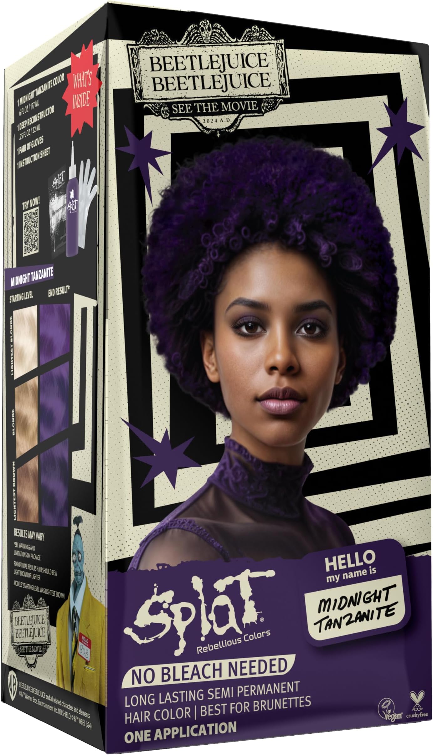 Beetlejuice Beetlejuice Splat Semi Permanent Hair Dye, Midnight Tanzanite
