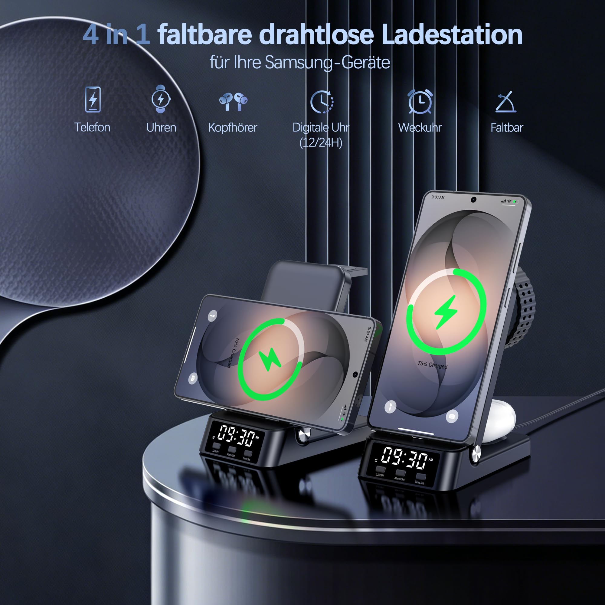 Induktive Ladestation für Samsung,4-in-1 Wireless Charger für Galaxy