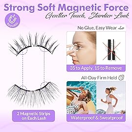 Bepholan Soft Magnetic Lashes with Applicator,No Glue Needed Reusable Magnetic Eyelashes Natural Look Easy to Wear and Remove Waterproof Cruelty-free False EyelashesRC01