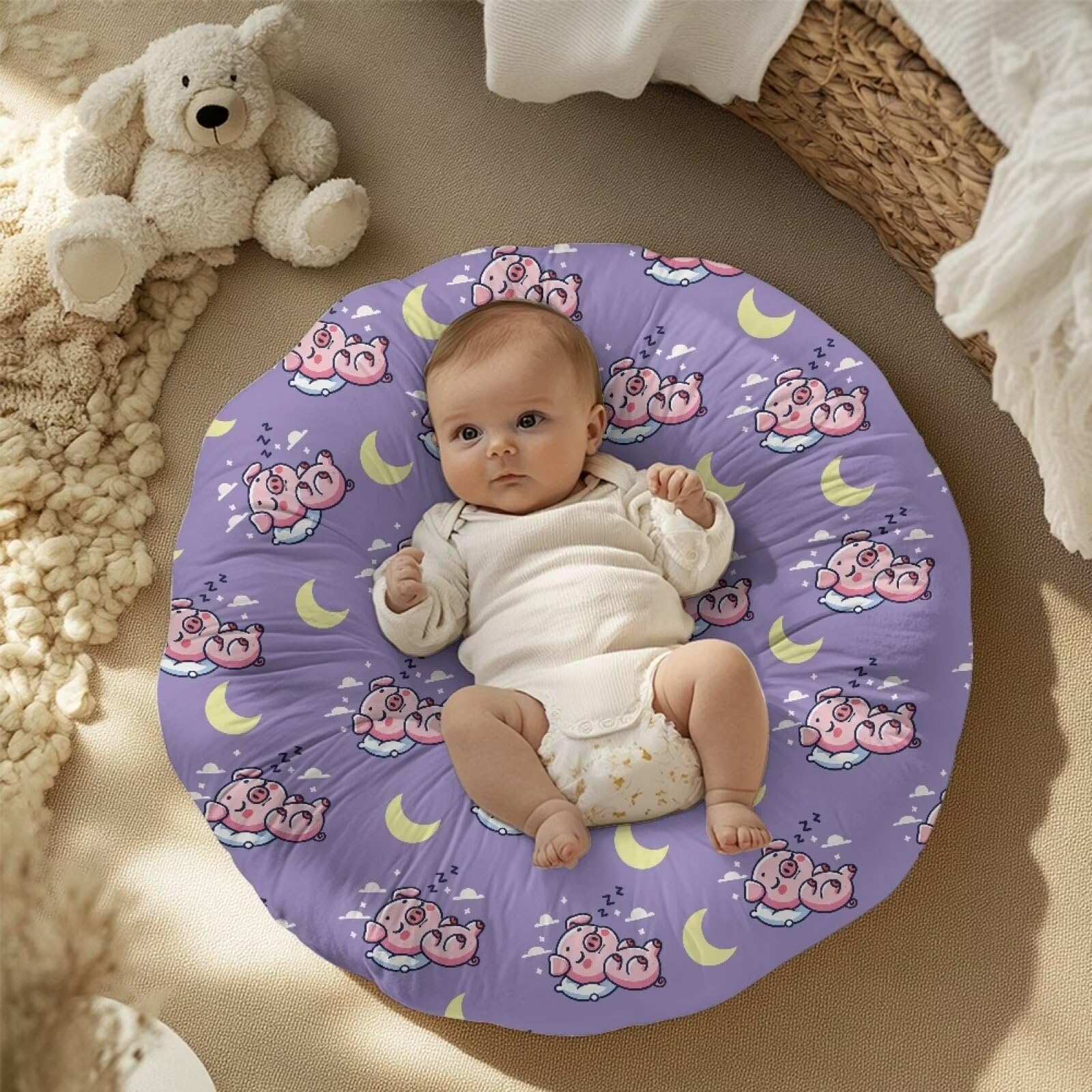 Bivxisrvo Cute Pig Baby Lounger Cover for Newborns Infant Lounger Slipcover for Girls Boys Removable and Soft Sung Fitted Baby Lounger Slipcover for Infant Lounger Pillow