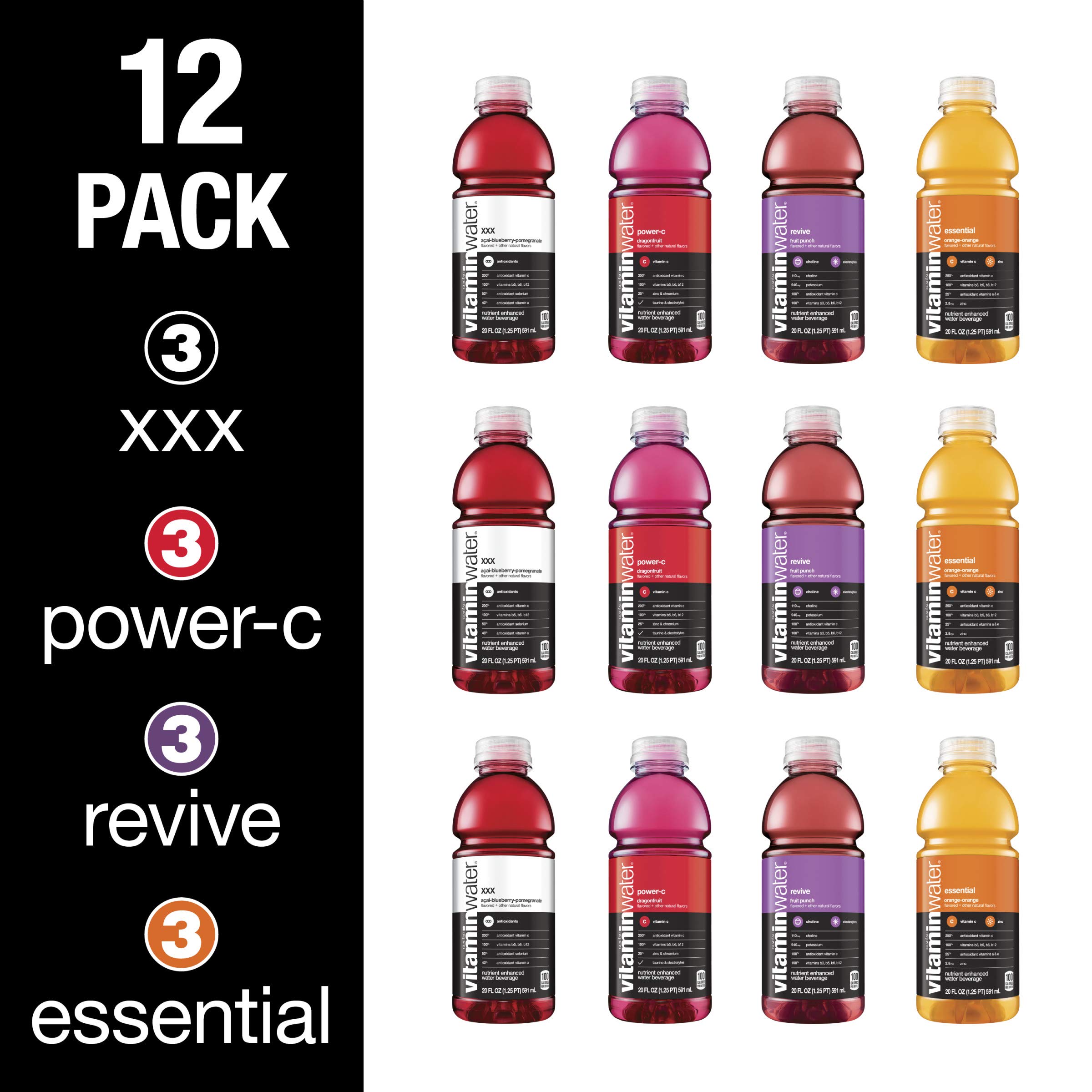 Amazon.com: vitaminwater variety pack nutrient enhanced water w/ vitamins,  20 fl oz, 12 Pack, : Grocery u0026 Gourmet Food