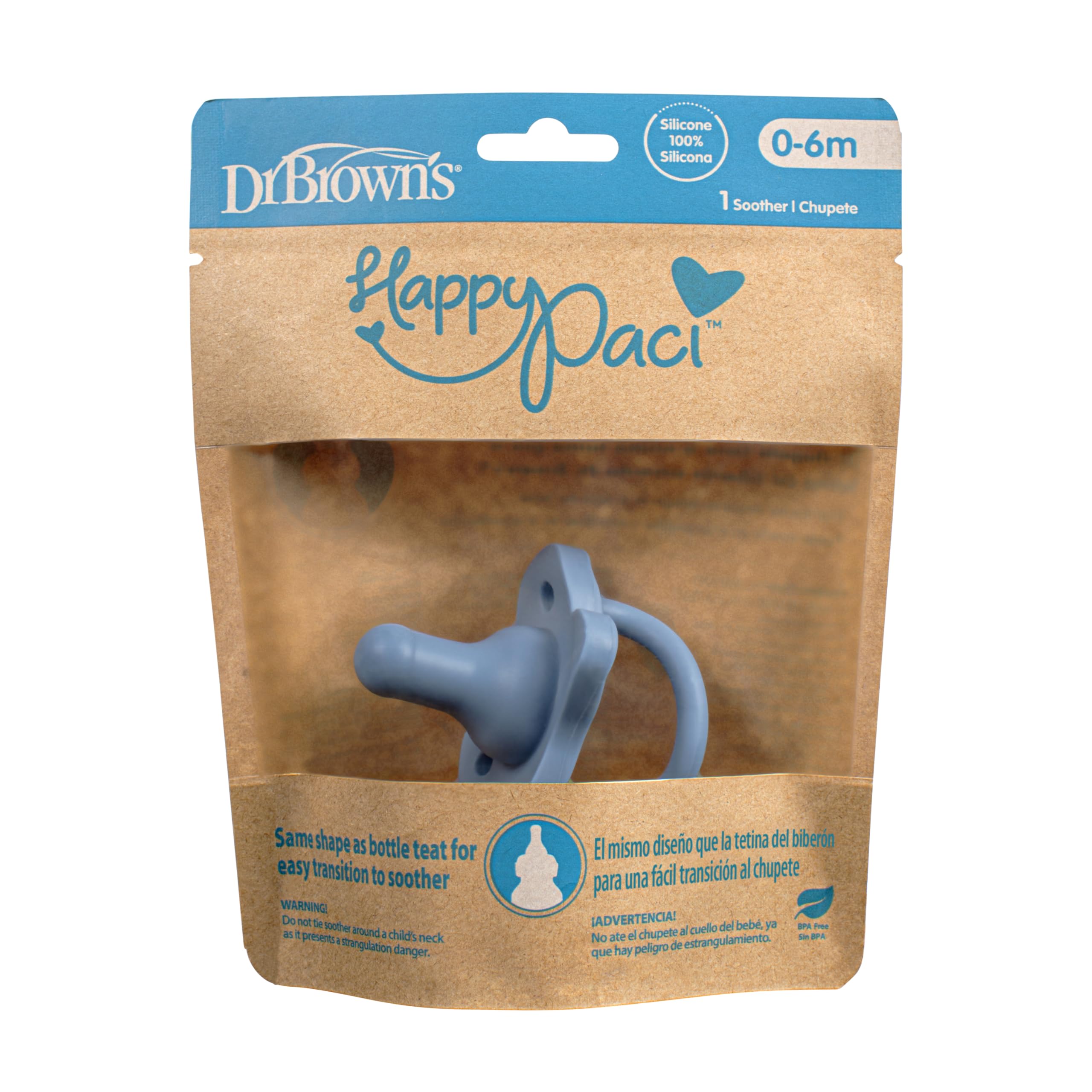 Dr. Brown's HappyPaci Silikon Emzik 0-6m, Mavi, Tekli Paket