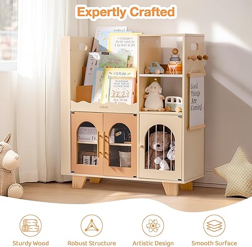 Miniatura 6 de ROBUD Organizador de almacenamiento de juguetes, organizadores y almacenamiento de juguetes todo en uno, estantería de madera para niños con 6