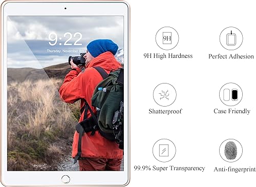 Vista 4 de Ailun Protector de pantalla para iPad 9ª 8ª 7ª generación (26 cm, iPad 9/8/7, 2021 y 2020 y 2019) Vidrio templado/Compatible con Apple Pencil