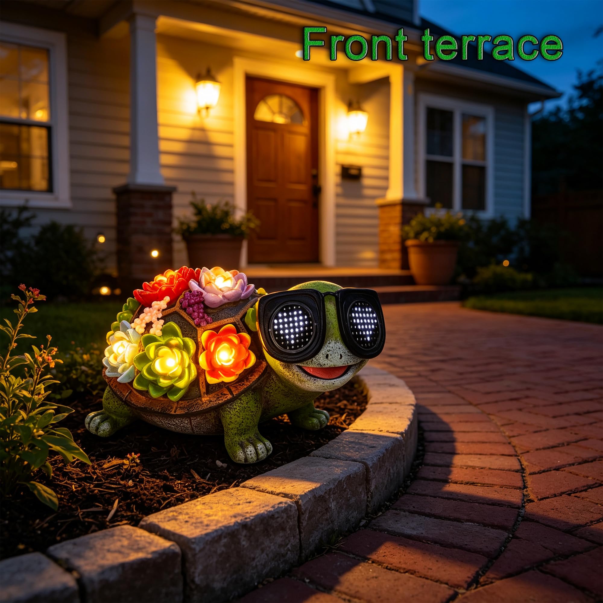 Statua di tartaruga decorativa da giardino a energia solare, statue da giardino con luci a LED, statuetta decorativa per esterni, cortile, prato, patio, veranda, balcone, regalo di compleanno unico