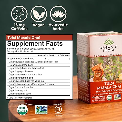 Miniatura 9 de Organic India - Té orgánico de Tulsi, té de hierbas, 18 bolsas de infusión. paquete de 6