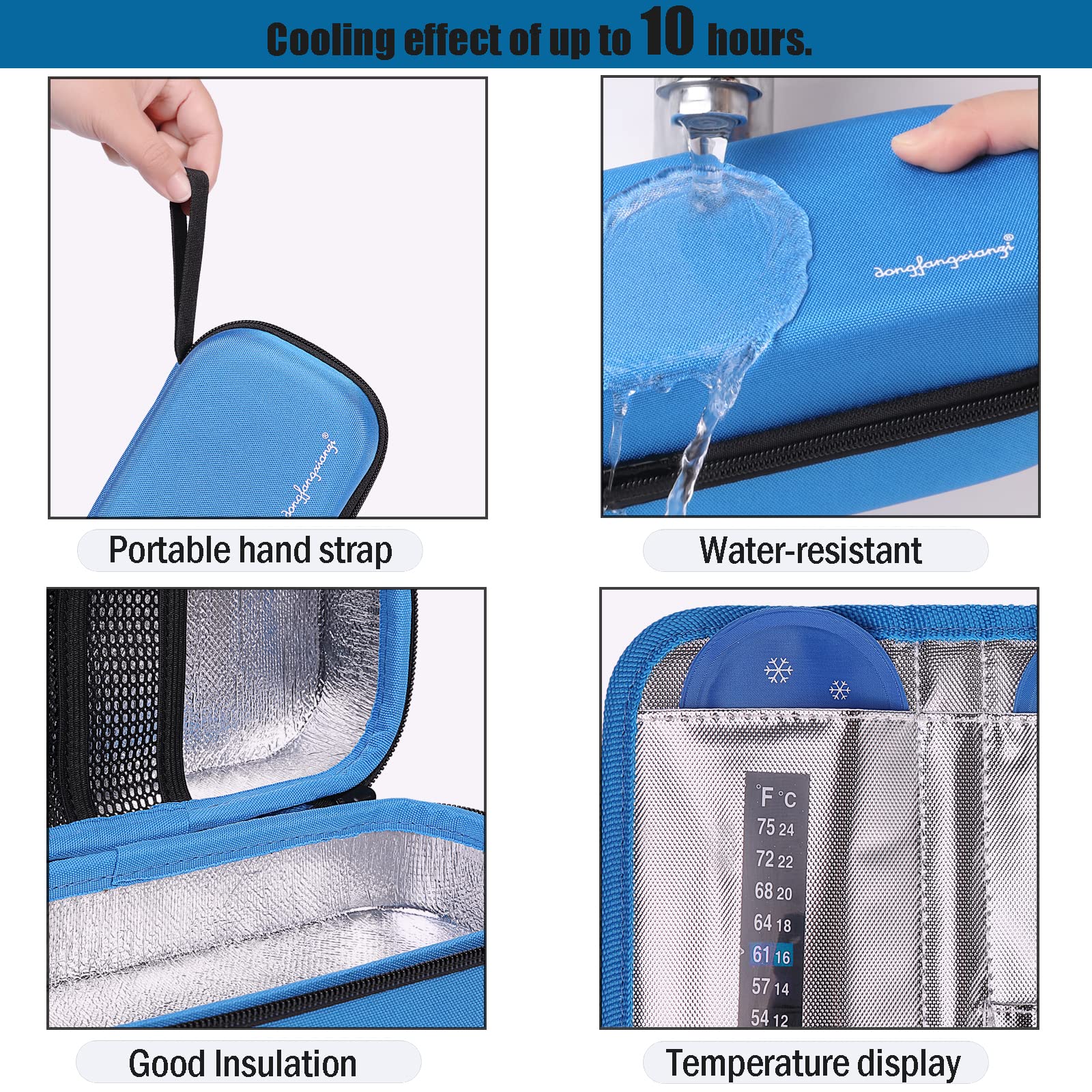 OVAKIA Insulin Cooler Travel Bag, with 3 Ice Pack Keep Cooling Wallet for Travelling Medicine Case (Blue) - Image 4