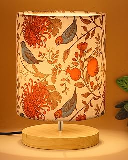 Homesake® Small Pine Table Lamp-Wooden Bedside Lamp Simple Bedroom Light Linen Shade Mini Desk Lamp Nightstand Lamps for B Price In India