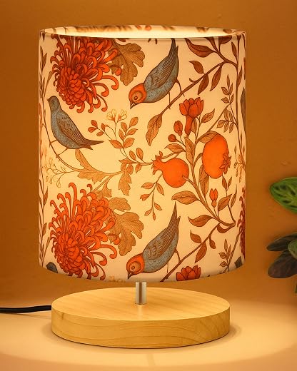Homesake® Small Pine Table Lamp-Wooden Bedside Lamp Simple Bedroom Light Linen Shade Mini Desk Lamp Nightstand Lamps for B...