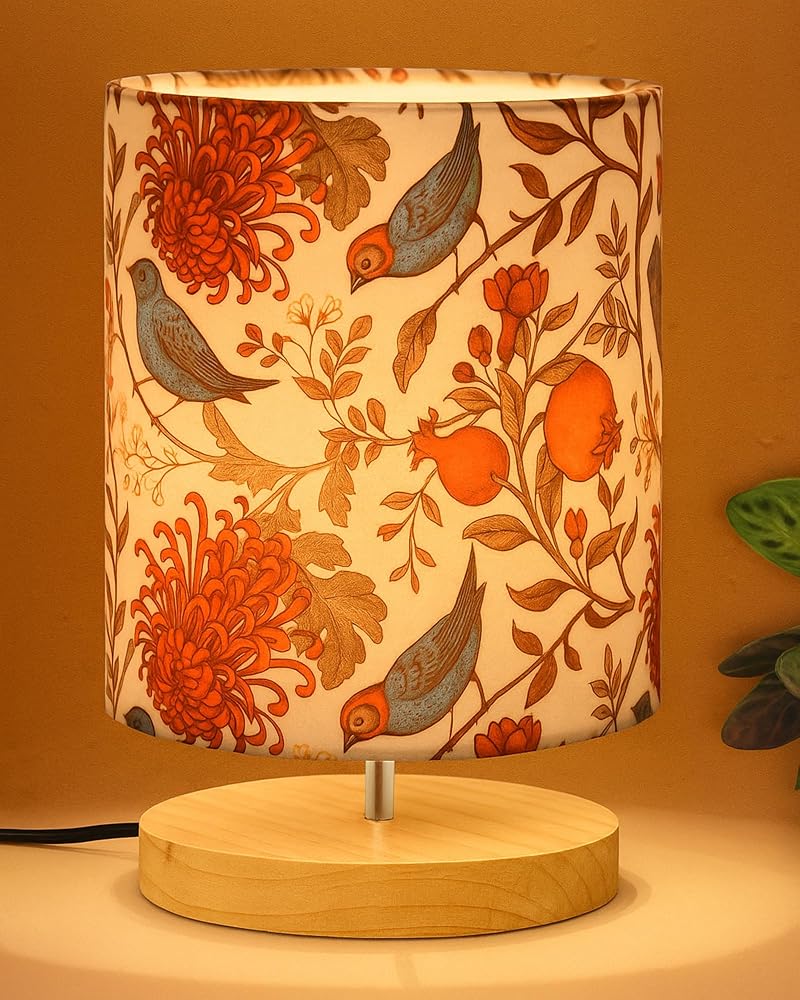 2. Nordic Wooden Bedside Table Lamp with Linen Shade