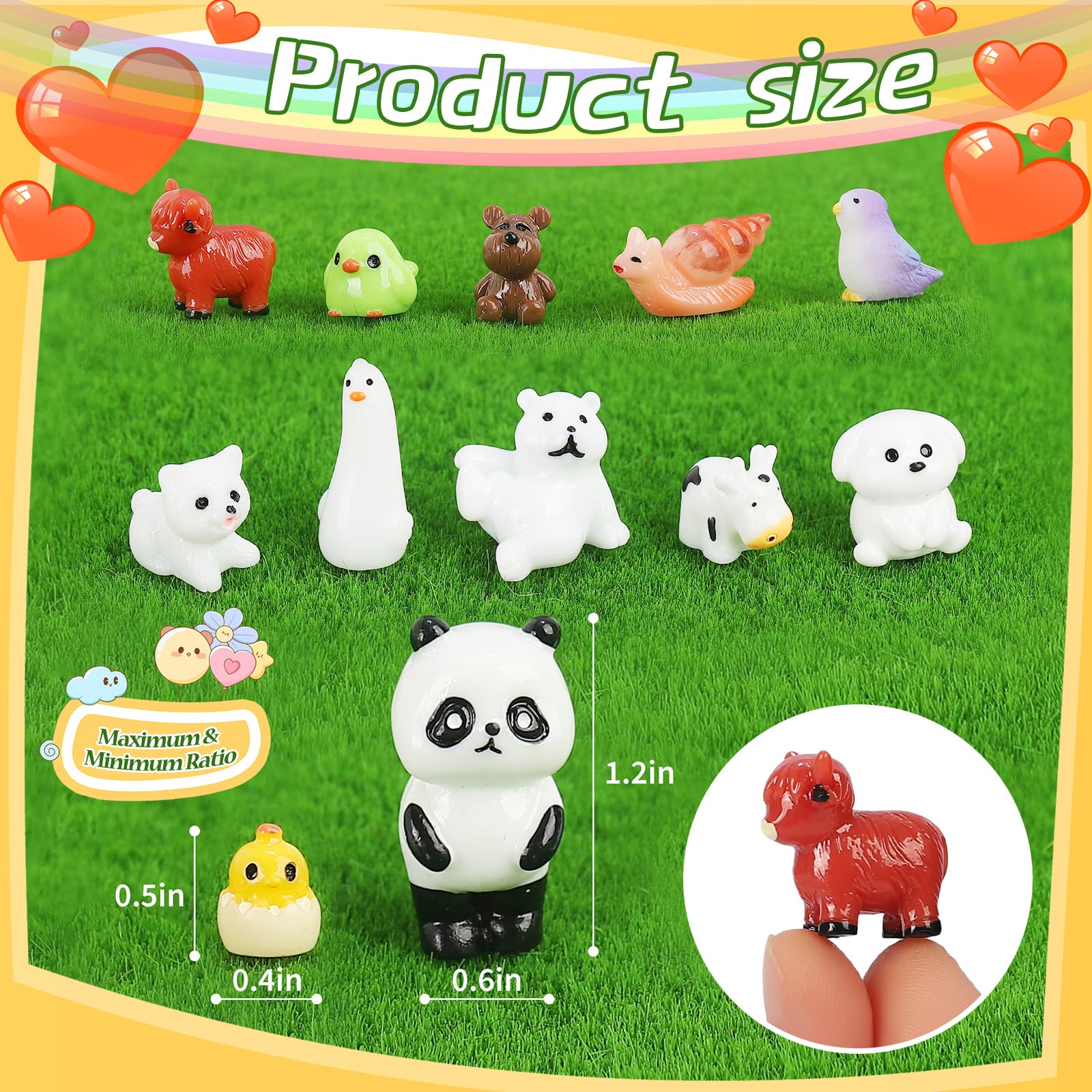 DWWPOO 100 Pcs Mini Resin Animals to Hide Tiny Resin Animals 100 Styles Fairy Garden Decor Miniature Little Small Figurines Bulk for Accessories Micro Landscape Aquarium Potted Crafts Decoration Toys