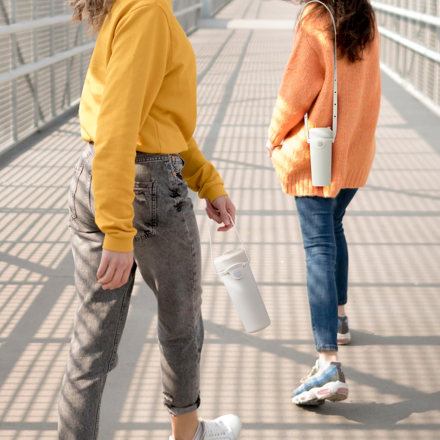 BONE 25oz Insulated Water Bottle with 2 Carrying Straps, Double-Walled Stainless Steel Travel Mug with Food Grade Silicone & Leak-Proof Lid, 750ml BPA-Free Coffee Tumbler for Men & Women (White) - Image 6