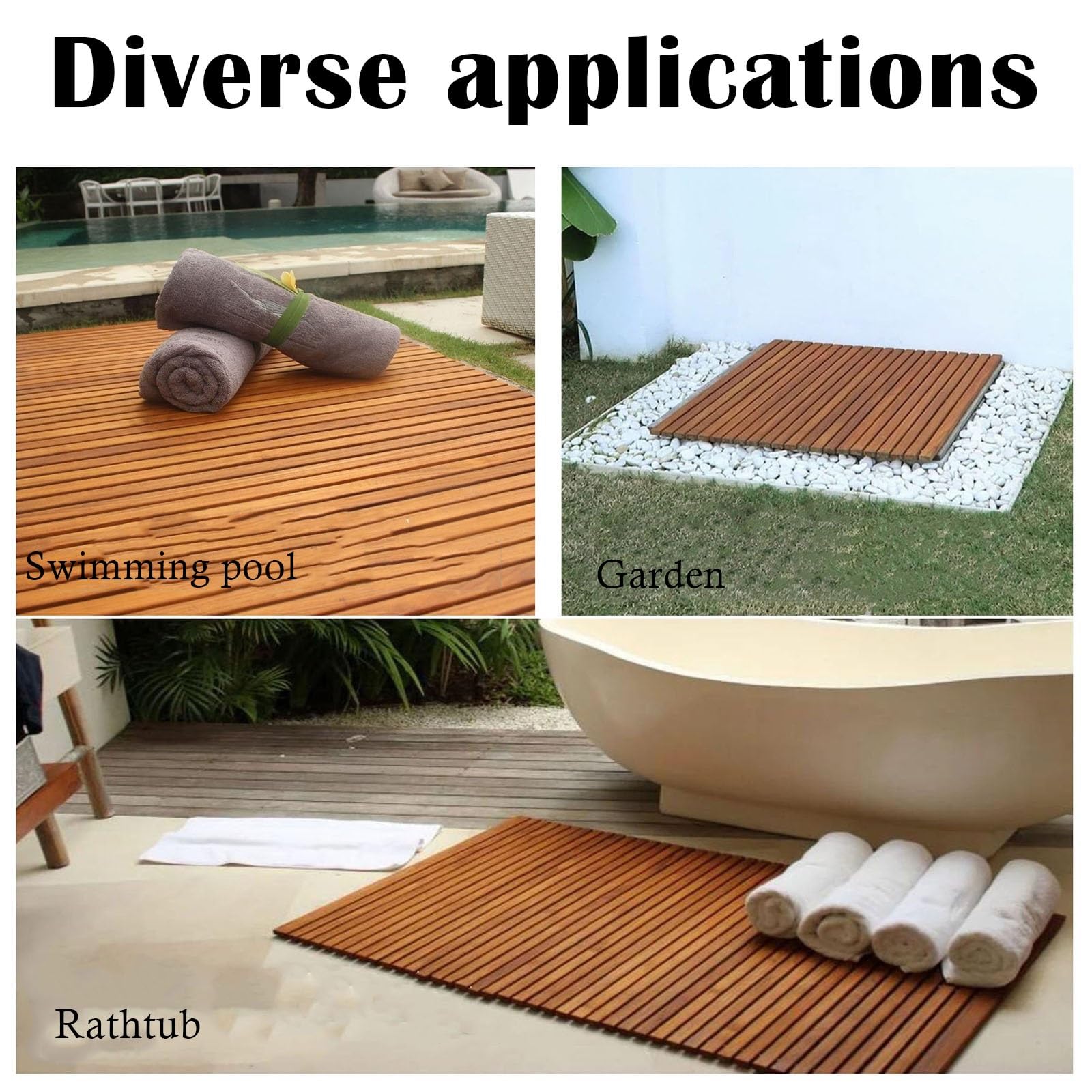 tarima Ducha Alfombra De Baño De Madera Maciza, Alfombra De Baño De Madera Impermeable, Cedro Rojo con Orificio De Drenaje Central, Cojín De Piso De