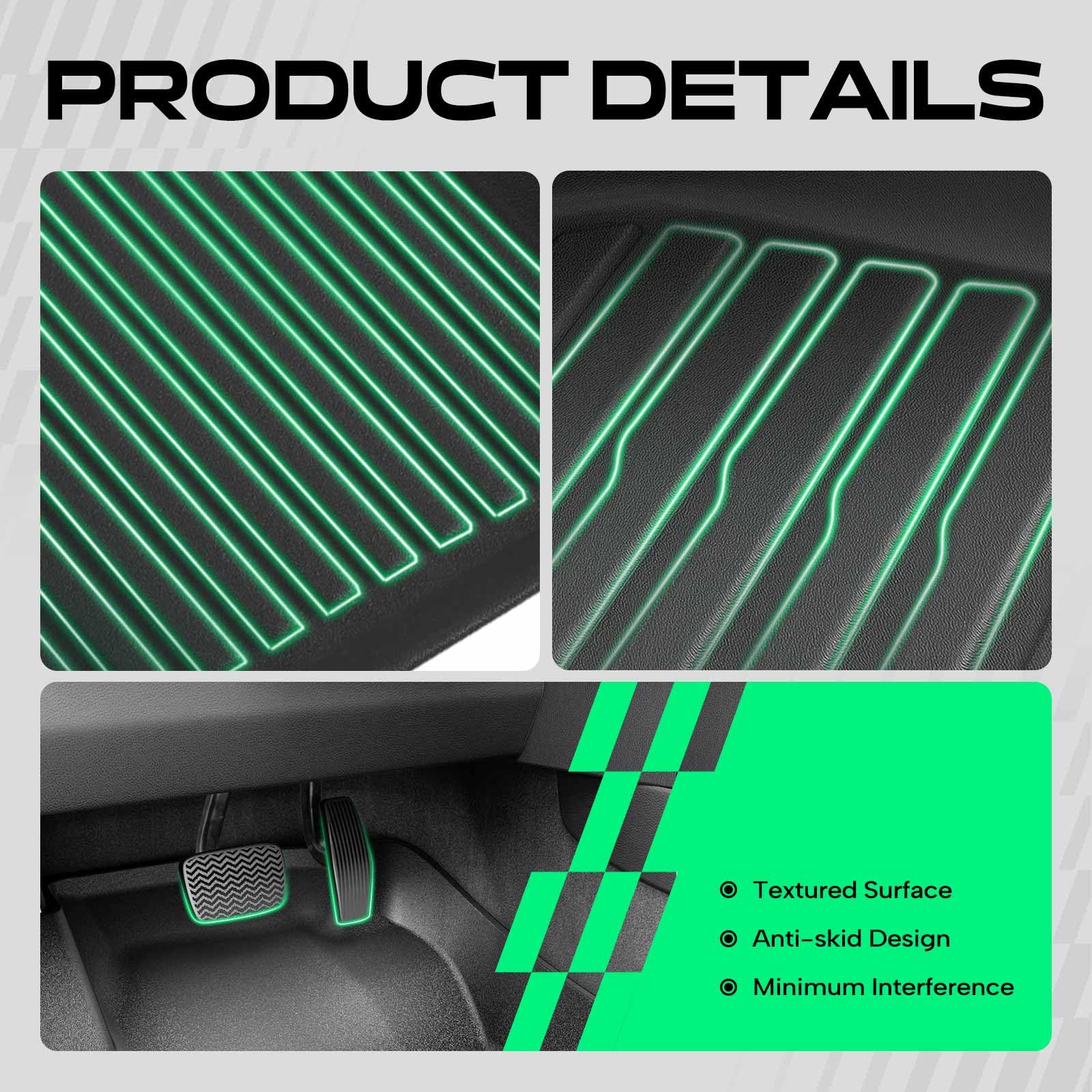 YHTAUTO 11 Pcs Floor Mats Cargo Mats Rear Back Seat Fit for Tesla Model X 2022-2025 5-Seat TPE — view 7