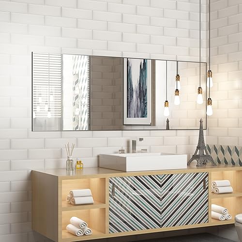 Miniatura 3 de Ainqureen Espejo rectangular de longitud completa de 64 x 21 pulgadas, marco de aluminio, para pared e inclinado, espejo negro grande para
