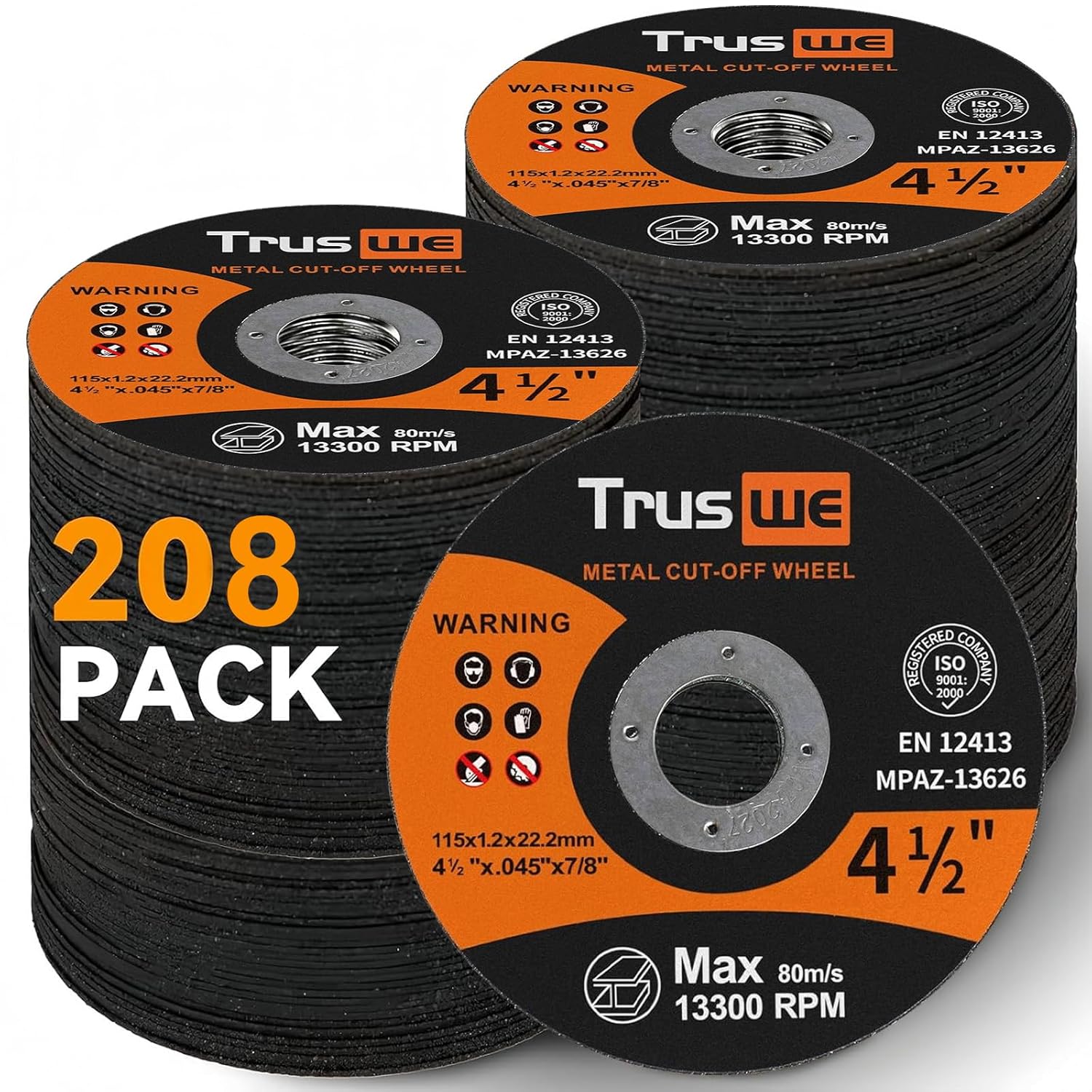 208 Pack 4 1/2 Inch Cut Off Wheels for Metal & Stainless Steel – Ultra Thin Cutting Discs for Angle Grinder