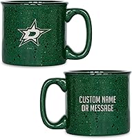 Vista 1 de Rico Industries NHL Dallas Stars - Taza de café personalizada de 12 onzas con logotipo grabado con láser profundo, taza de cerámica para acampar