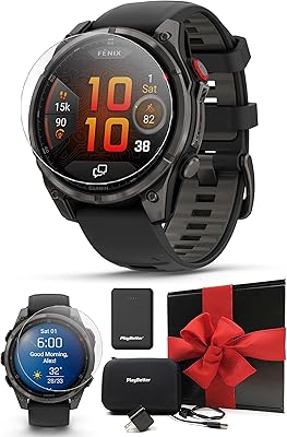 Garmin Fenix 8 Pro AMOLED Sapphire (47mm, Carbon Gray DLC Titanium) Multisport GPS Smartwatch Bundle - 1.4 Touchscreen, inReach Technology with PlayBetter Charger, Screen Protectors, Adapter & Case