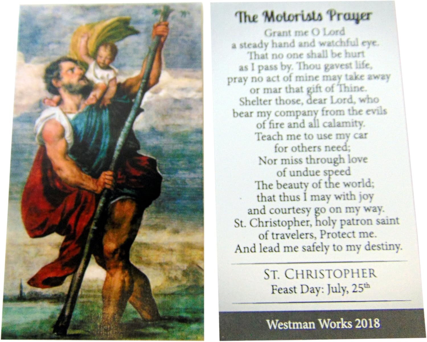 St Christopher Pewter Medal on a Stainless Steel Chain with Holy Card Gift Boxed Set - Image 4