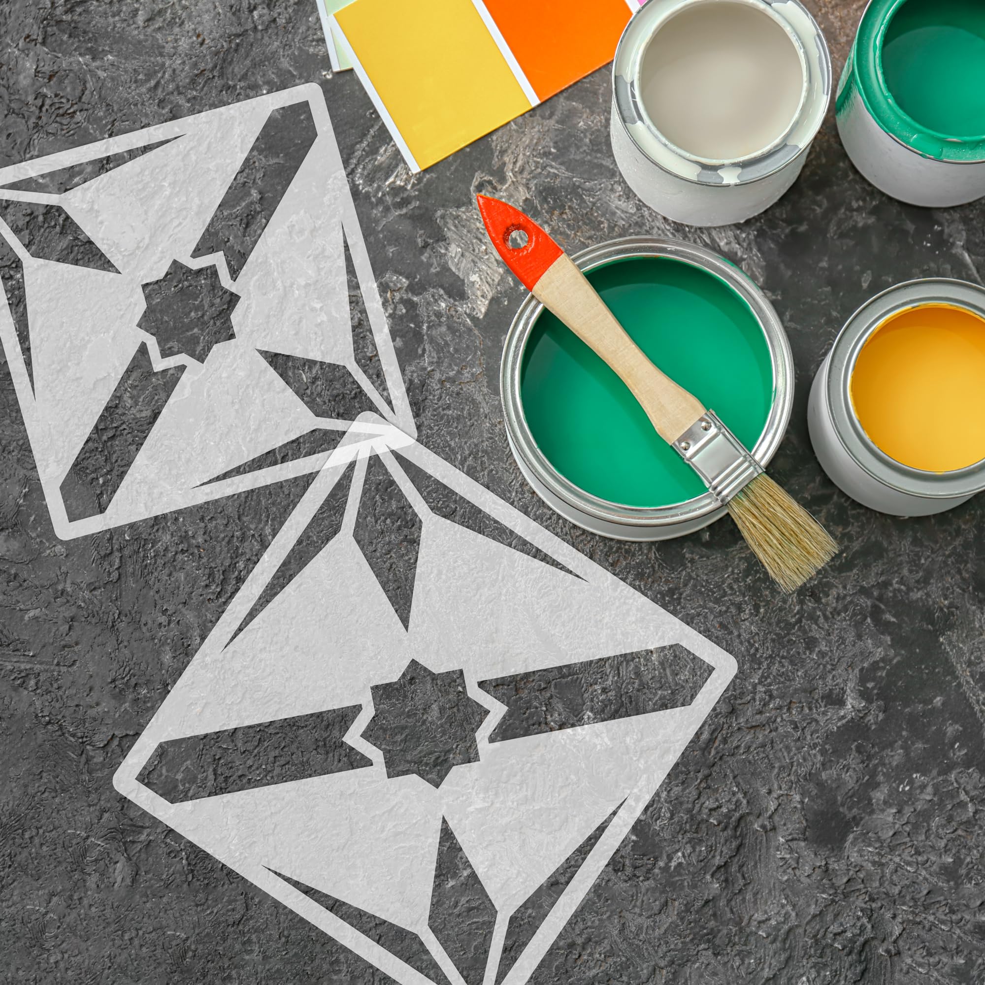 NAKLEO Tile Painting Stencil 20x20 cm, Sagarra Geometric Star Mosaic,  Plastic Reusable Template, Home Decor Craft DIY, Floor Concrete Patio Wall  - Terracotta : Amazon.co.uk: DIY & Tools