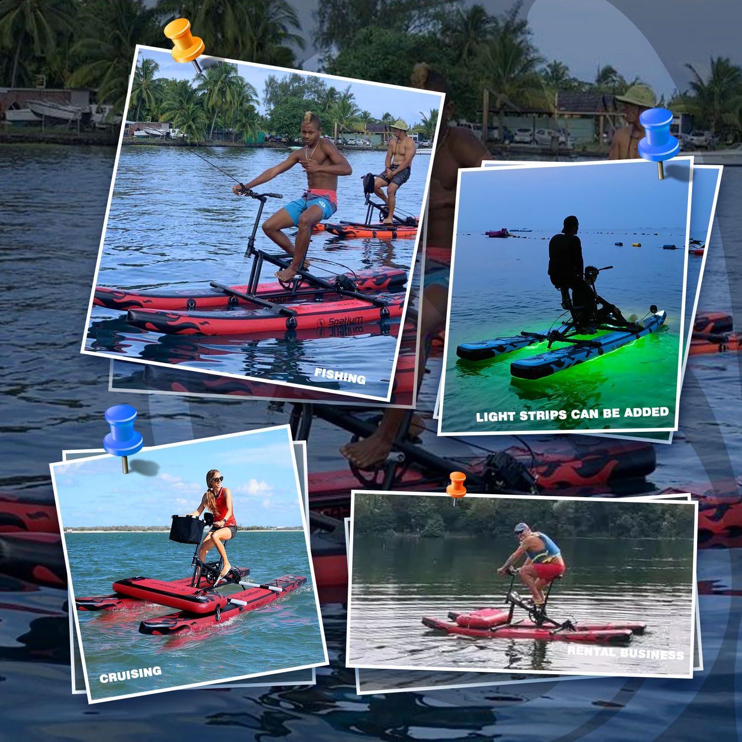 Spatium Sup Bicicleta de Agua Bote de Pedales Inflable Kayak de Pedales inflablebicicleta de Agua para la Pesca en el marbarco de Pedales para una conducción más Estable y fácil en el Agua