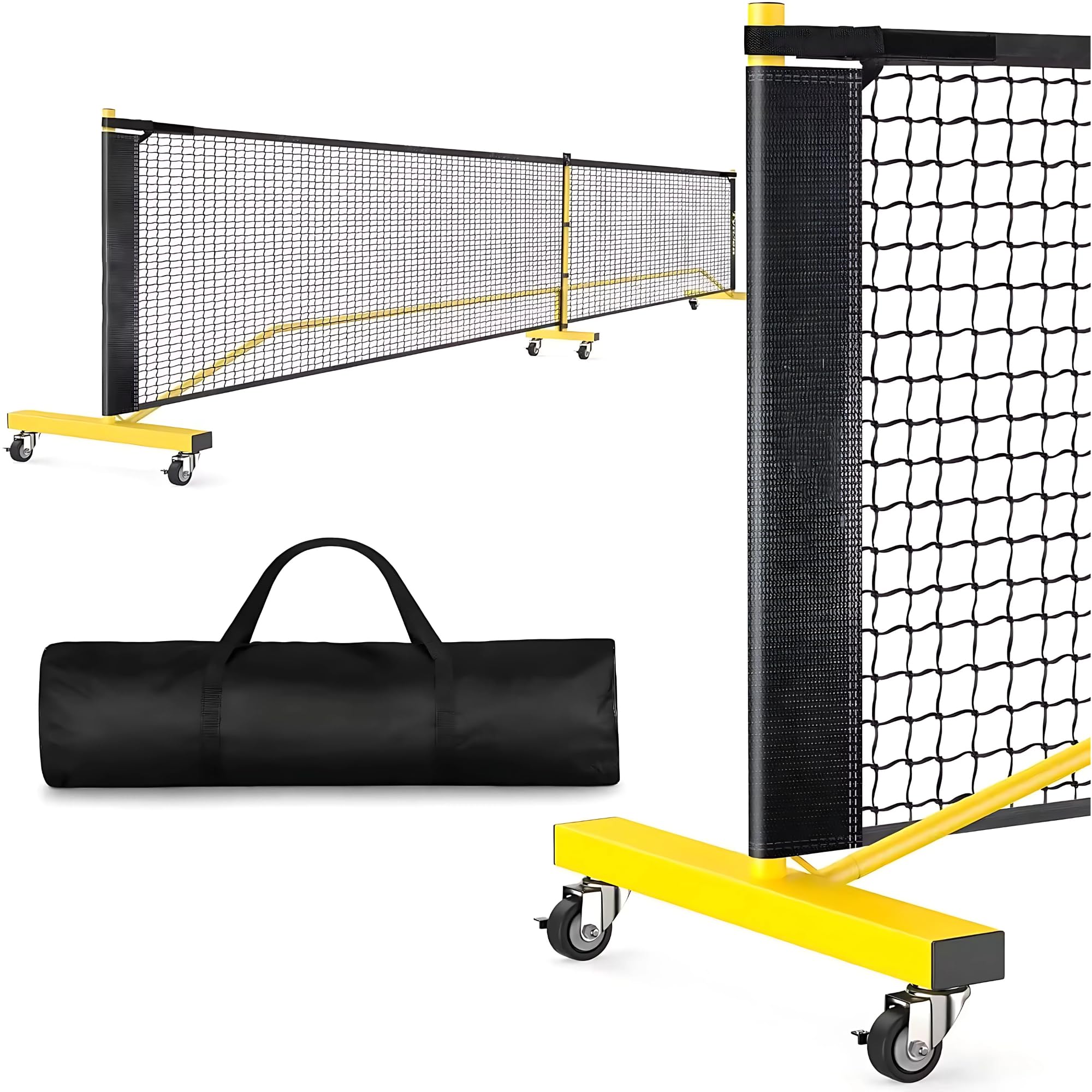 22FT Pickleball Net with Wheels and Anti Rust Steel Frame, Durable PE Knotless Pickle Ball Net with Portable Carry Bag, 22 feet Pickleball Net with Stand for Indoor and Outdoor Use-image-15