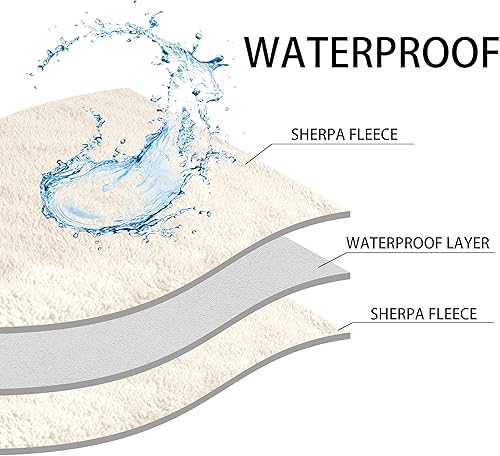 Miniatura 4 de Mantas impermeables para perros medianos, manta de gato mediano lavable para protección del sofá, manta de forro polar sherpa suave, beige, M