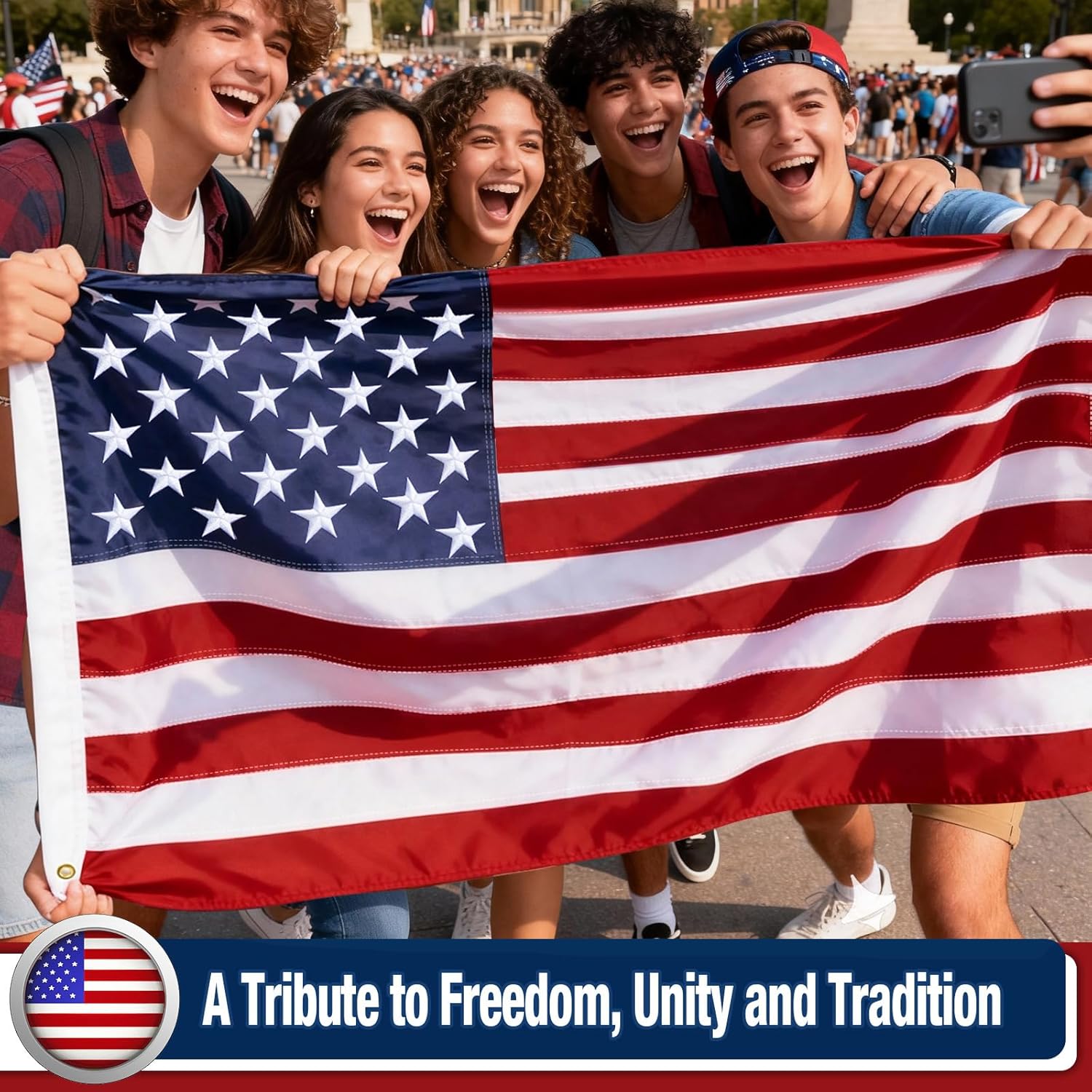 American Flag 3x5 Outdoor Heavy Duty Polyester Embroidered Stars Sewn Stripes Brass Grommets Waterproof Fade Tear & Wind Resistant US Flag - Image 6