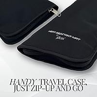 Vista 5 de j&m - Alfombrilla para alisar el cabello y bolsa – Resistente al calor – Se adapta a ghd, BaByliss y planchas planas más grandes – Estuche de viaje