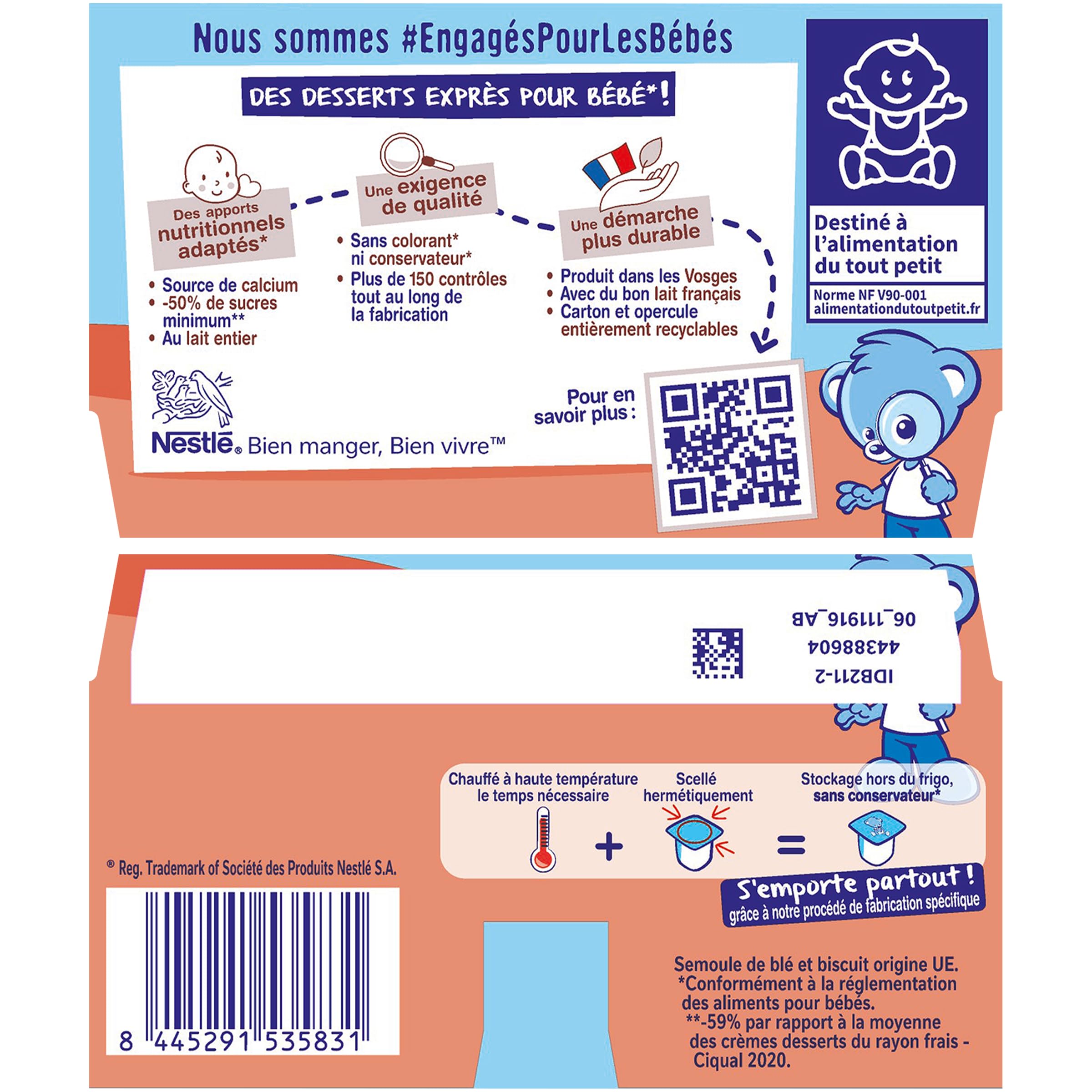 NaturNes - P’tit Gourmand Semoule au Lait Biscuité 6 Mois Coupelle 4 x 100g | NaturNes - P’tit Gourmand Semoule au Lait Biscuité 6 Mois Coupelle 4 x 100g