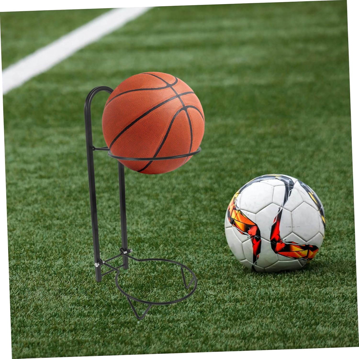 Cube Storage Rack Portable Basketball Organizer Removable Vertical Display Stand for Garage Indoor Use Multi-Sport Holder for Basketballs Footballs and Volleyballs
