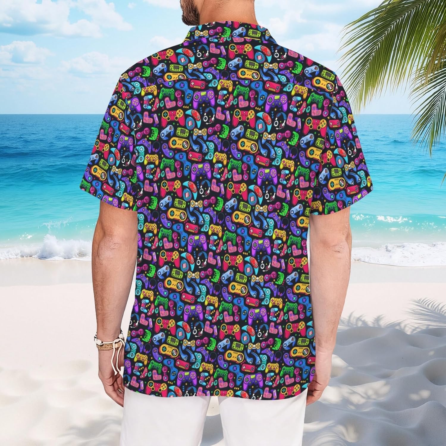 ukoyhga 80s 90s Hawaiian Shirt for Men Big and Tall Funny Button Up Shirts Tropical Beach Disco Party Outfits Size Down - Image 3