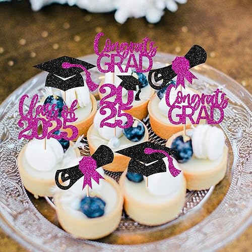 Miniatura 479 de Paquete de 24 adornos dorados para cupcakes de graduación 2025 con purpurina So Proud of You Done Diploma Graduation Cap Cupcake Picks Class of 2025