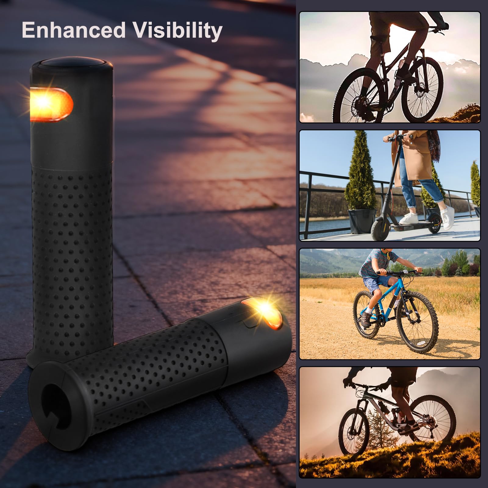 Patinete eléctrico para empuñaduras de manillar con lámpara de señal de giro para Xiaomi M365 Pro 1S Pro 2 Mi3 silicona antideslizante luz nocturna cubierta de manillar 135 mm