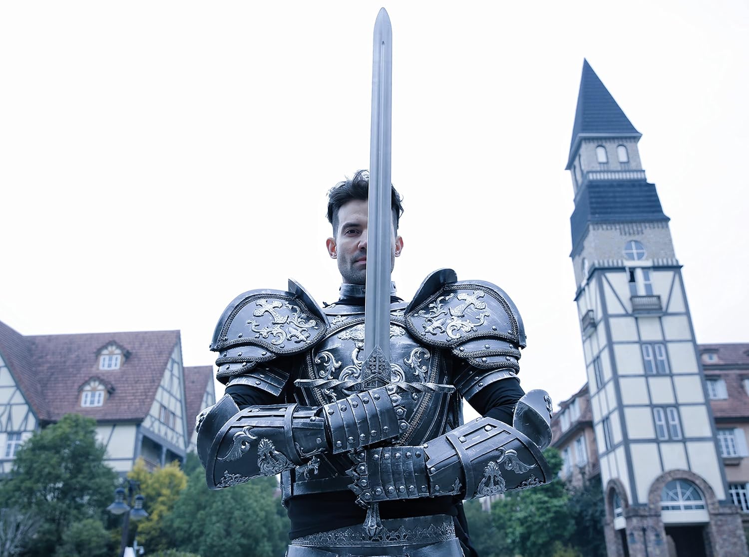 LOOYAR PU Medieval Crusader Great Sword Prop Toy for Knight Soldier Warrior Costume Battle Play Halloween Cosplay LARP - Image 3