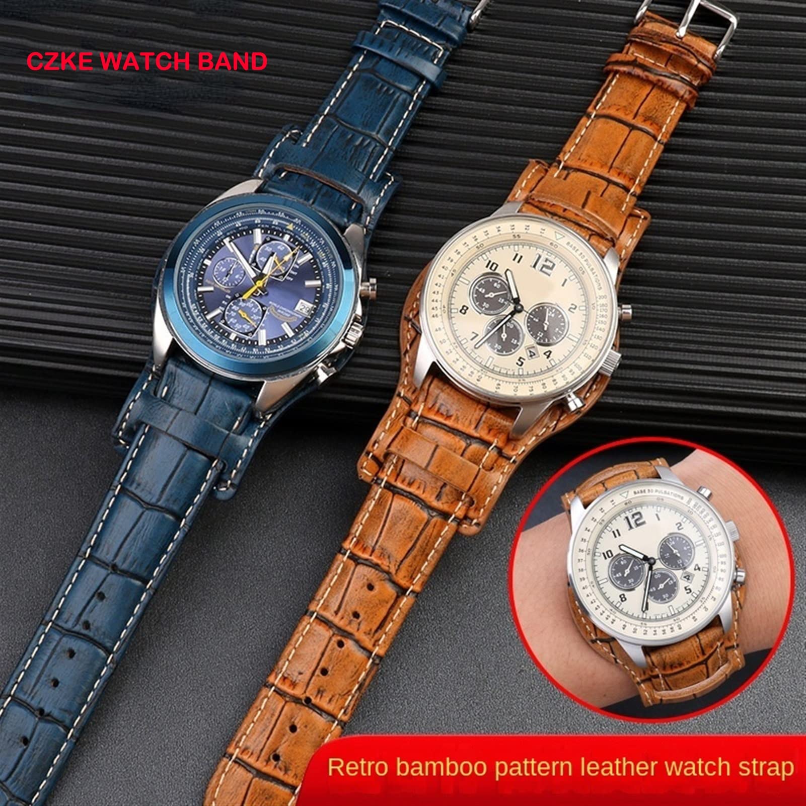 Echtes Leder Uhrengurt 20mm 22 mm Herren Uhrband mit Mattenhandwerken Band handgefertigtes Armband
