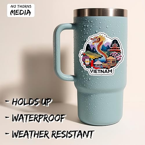 Miniatura 2 de Adhesivo de Vietnam de recuerdo de cultura, vinilo pequeño impermeable para botella de agua, taza, libro de pasaportes, cuaderno de recortes,
