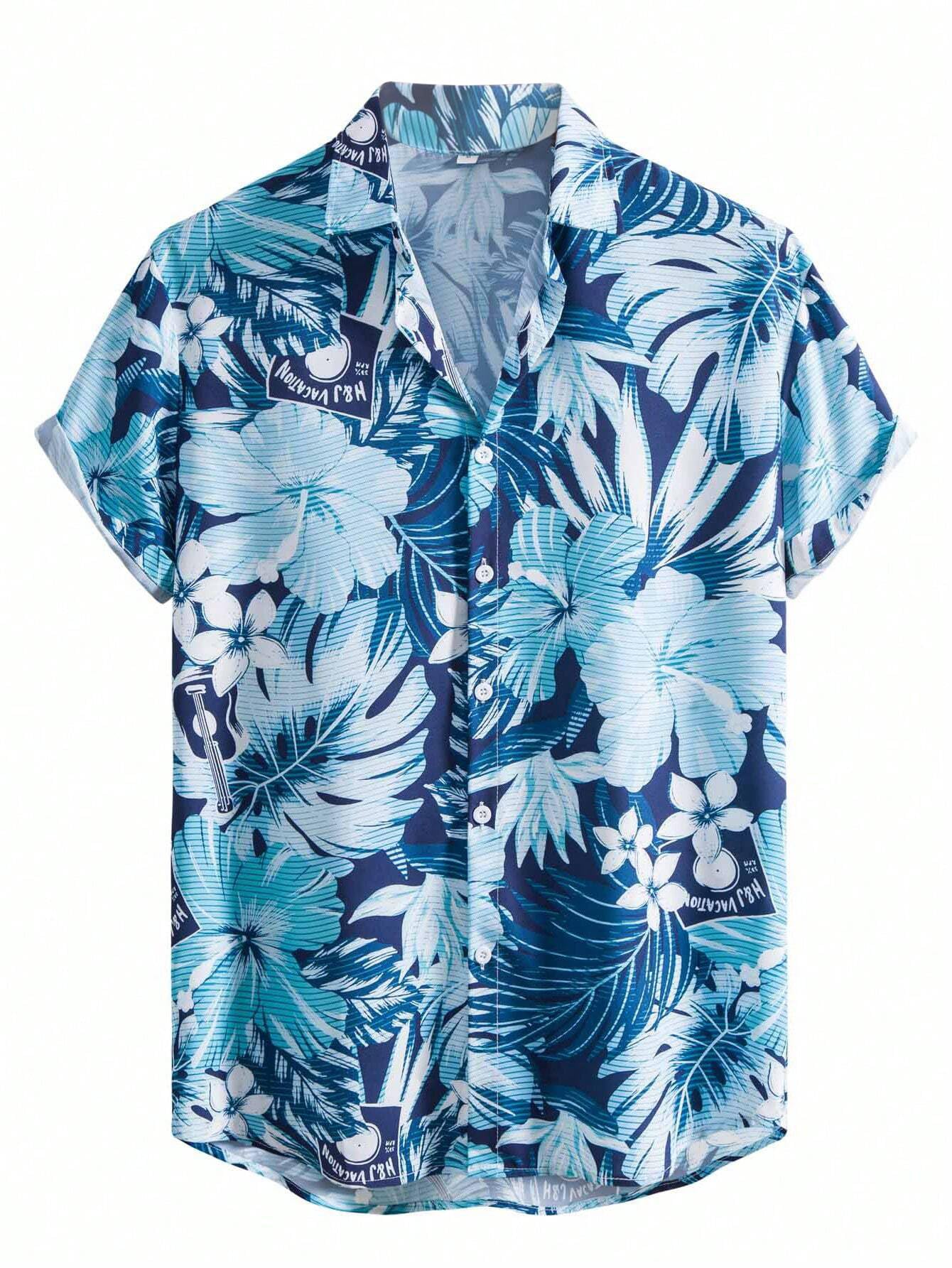 leriya fashion Men’s Tropical Hawaiian Button Down Shirt | Regular Fit Soft Rayon Short Sleeve Casual Beach Shirt with Floral Print|Summer Holiday Resort Outfit-picture-29