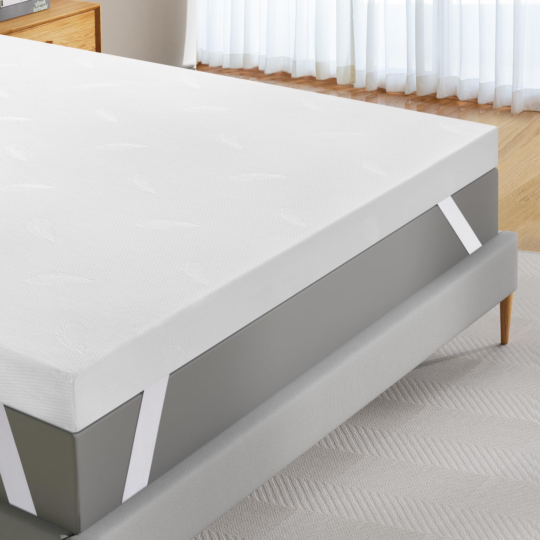 BedStory 8cm Topper Matrimoniale in Memory Foam con Profumo di Lavanda, Coprimaterasso con Angoli Elastici, Morbido e Lavabile (160x200x8 cm）