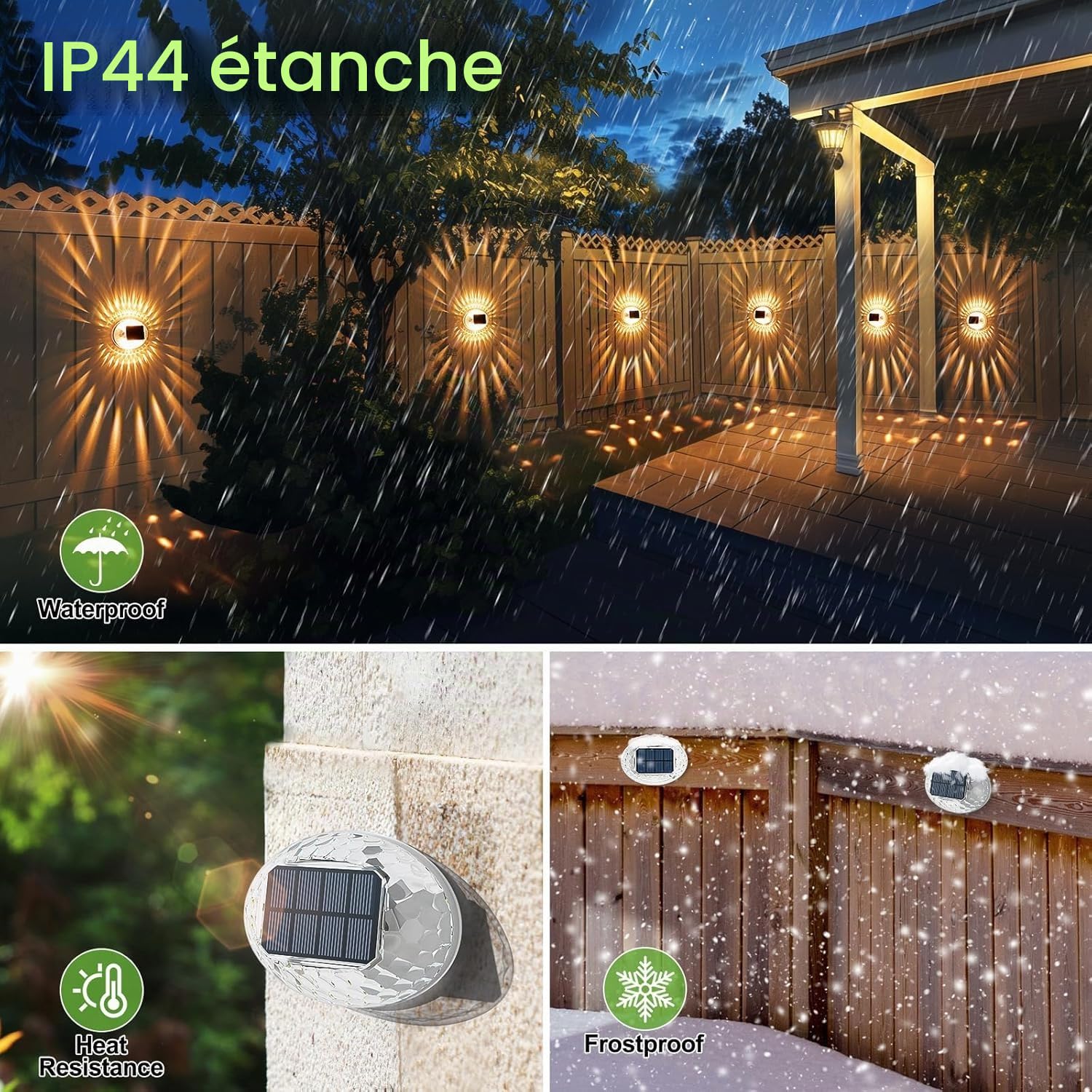 Quntis Lot de 8 Applique Solaire Exterieur avec Effet Lumineux à 360°